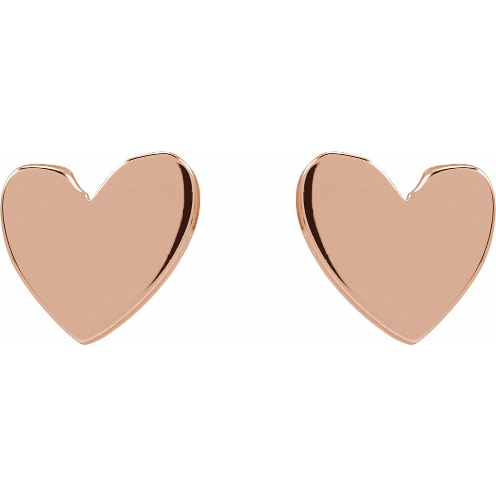 14K Gold 6mm Asymmetrical Heart Earrings