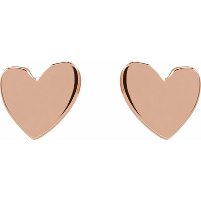 14K Gold 6mm Asymmetrical Heart Earrings