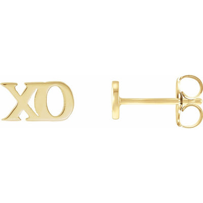 14K Gold Petite XO Stud Earrings