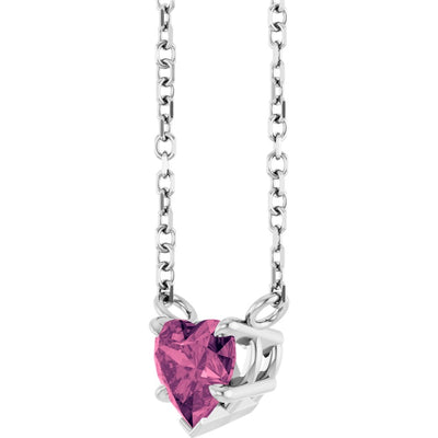 Sterling Silver Natural Pink Tourmaline Solitaire 18" Necklace