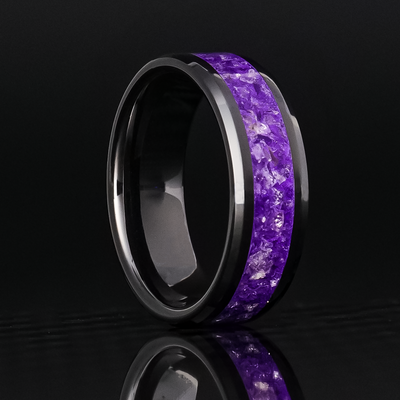Amethyst Glowstone Ring on Black Ceramic - Patrick Adair Designs