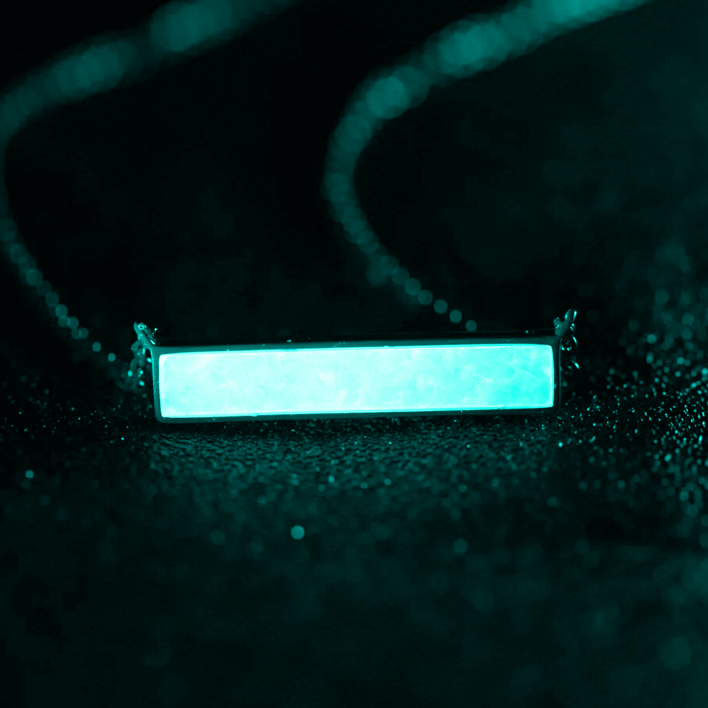 Bahama Blue Opal Glowstone Inlay Bar Necklace