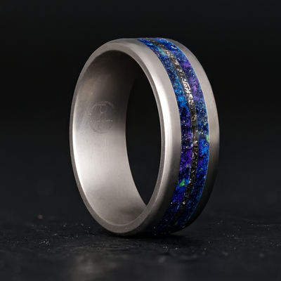 The Asteroid Belt Glowstone Ring | Meteorite and Blue Sandstone