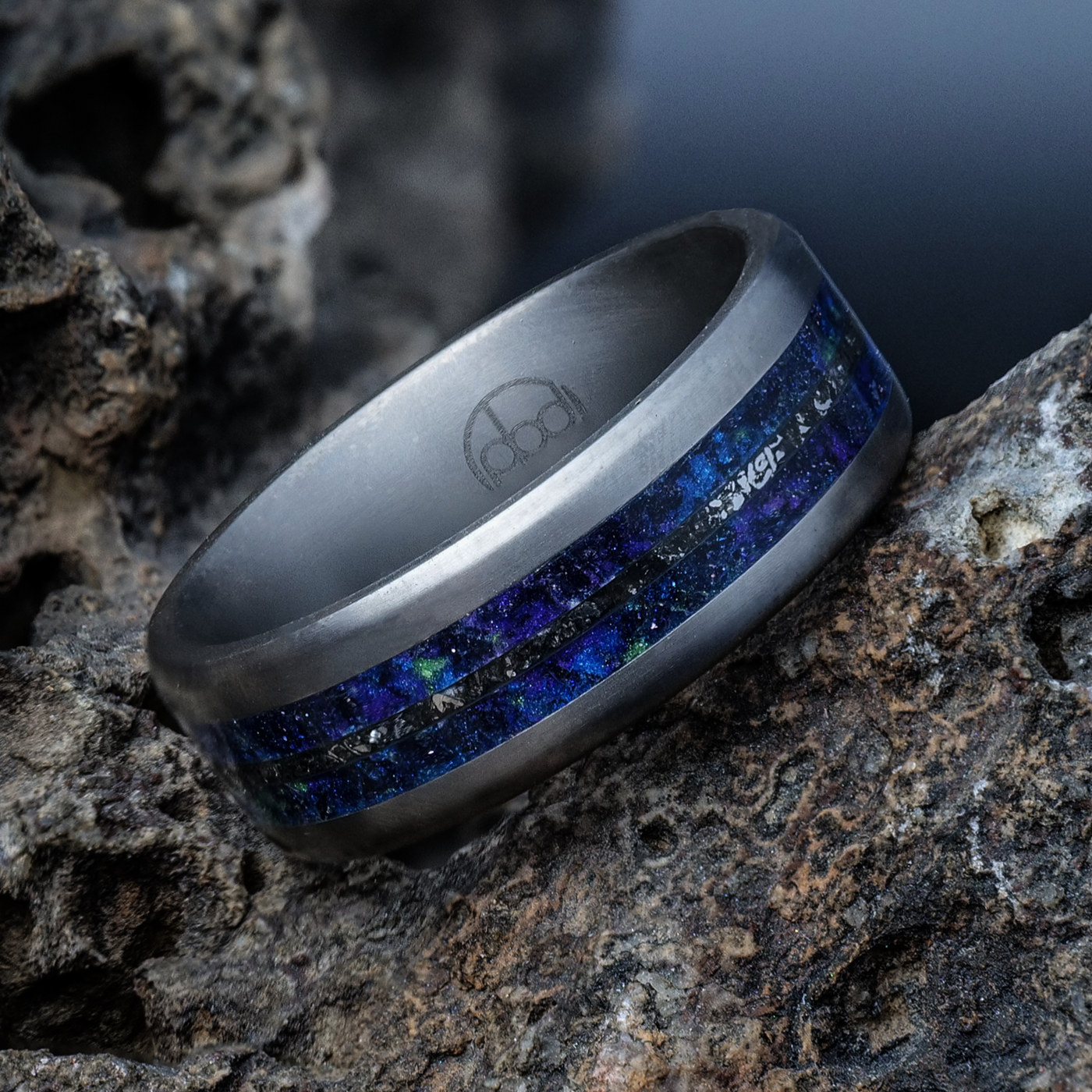 The Asteroid Belt Glowstone Ring | Meteorite and Blue Sandstone