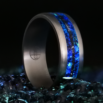 The Asteroid Belt Glowstone Ring | Meteorite and Blue Sandstone