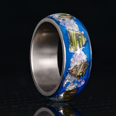 Bismuth Halo Glowstone Ring on Titanium - Patrick Adair Designs