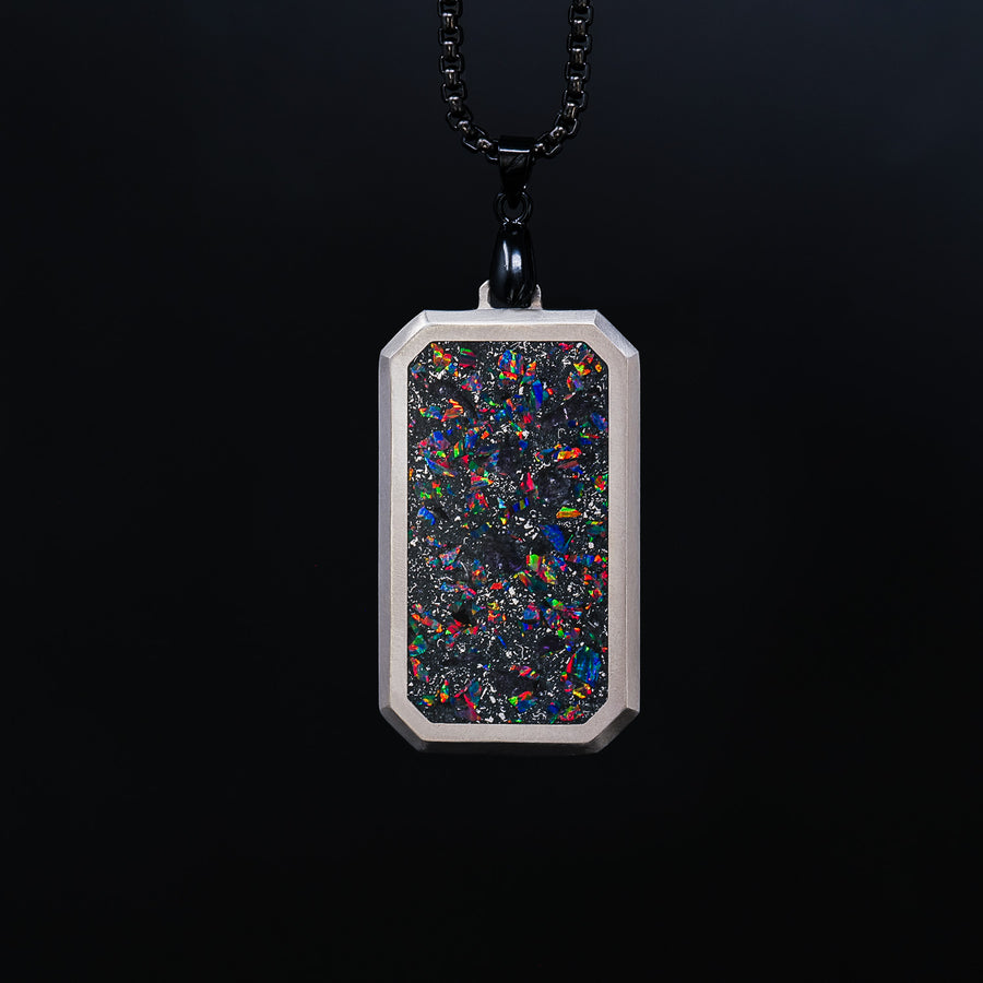 Black Fire Opal Glowstone Cremation Pendant with Ashes - Patrick Adair Designs