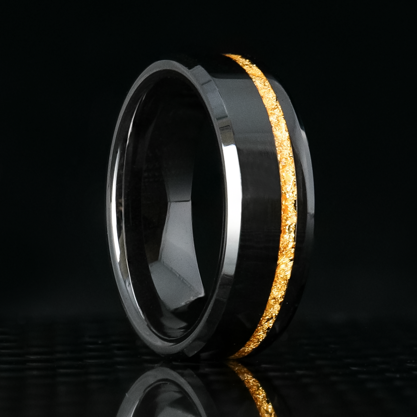 Ring Leaf Designs on Adair Patrick Black Ceramic 24K | Gold