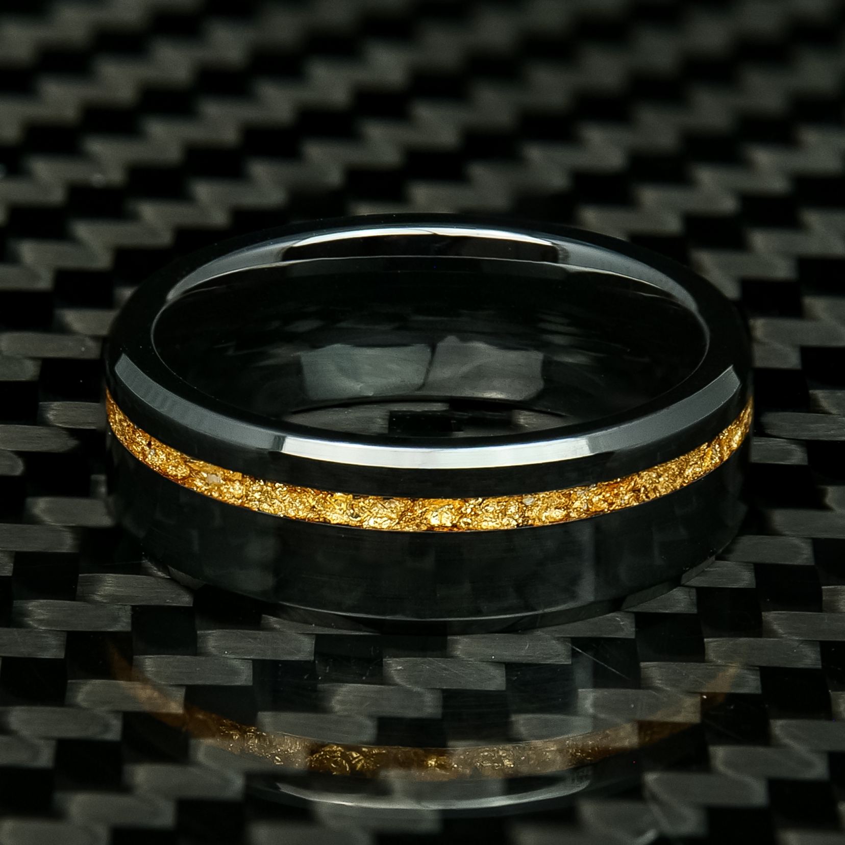 24K Gold Black Leaf on Patrick Ring Adair Designs Ceramic 