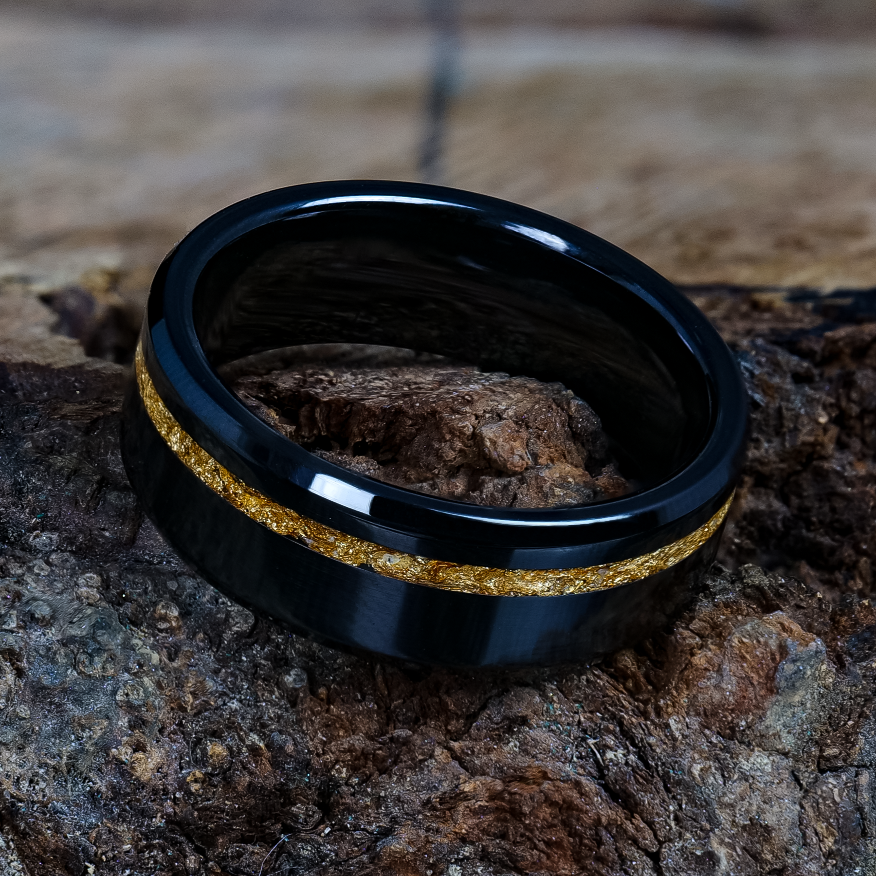 24K Gold Leaf Ring on Designs Adair Black Patrick Ceramic 