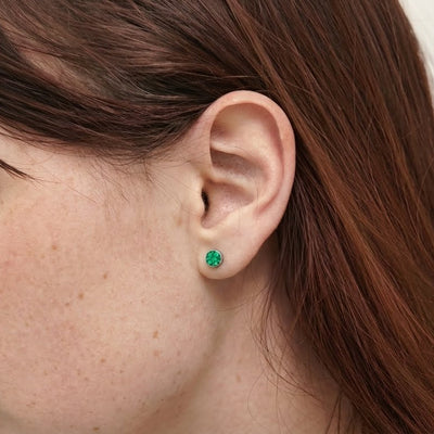 Round Black Emerald Opal Glowstone Earrings