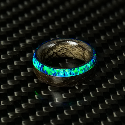 Ebony Wood and Black Emerald Opal Ring - Patrick Adair Designs