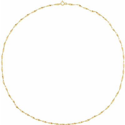 14K Yellow Gold 1.6 mm Twisted Herringbone 7" Chain