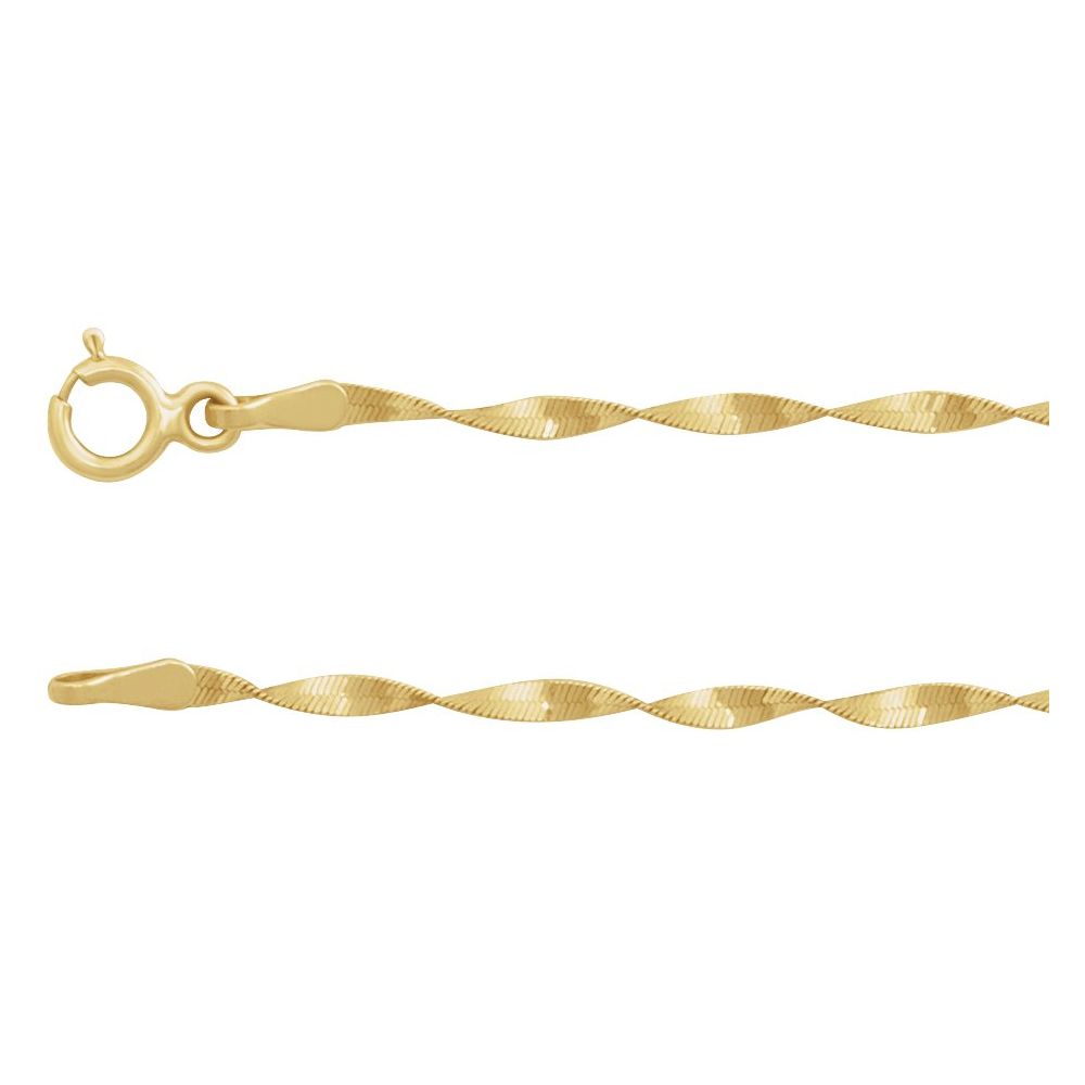 14K Yellow Gold 1.6 mm Twisted Herringbone 7" Chain