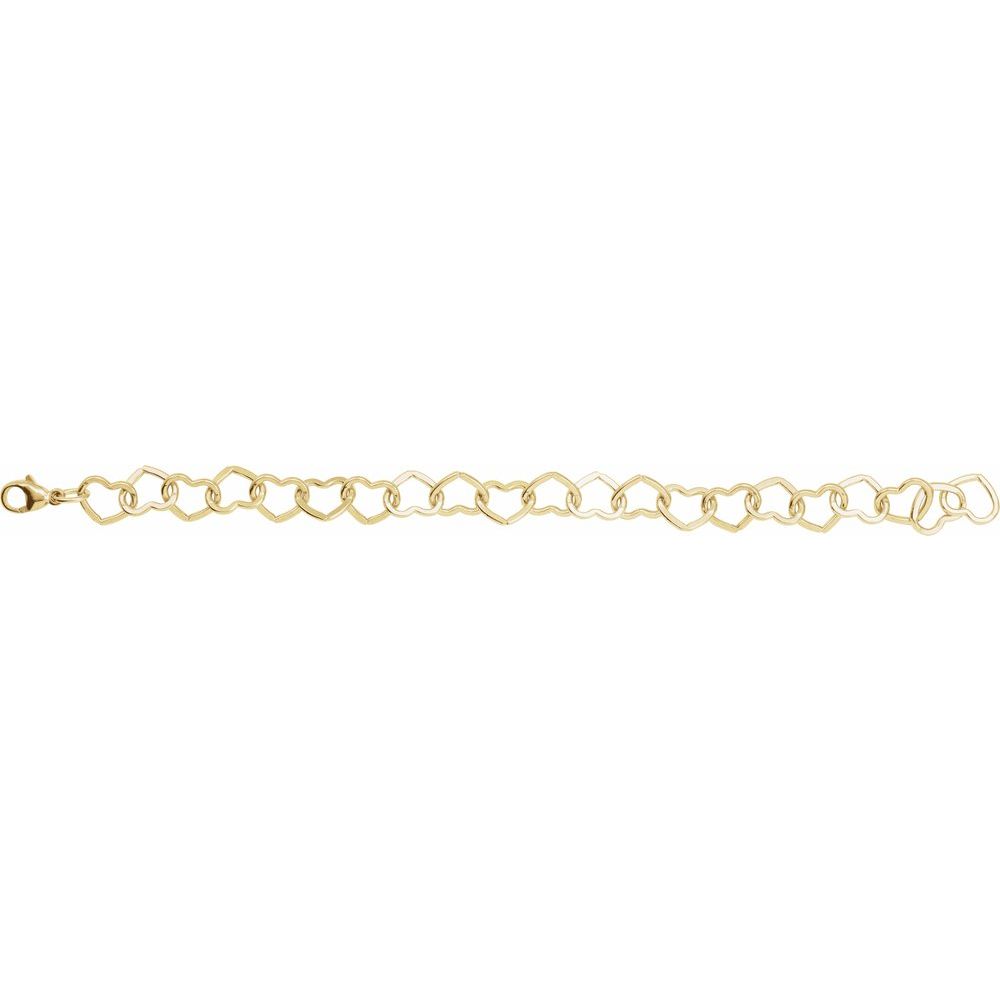 14K Yellow Gold-Filled 9 mm Heart 7" Chain Bracelet