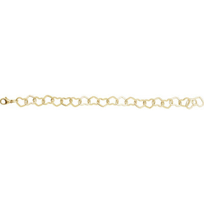 14K Yellow Gold-Filled 9 mm Heart 7" Chain Bracelet