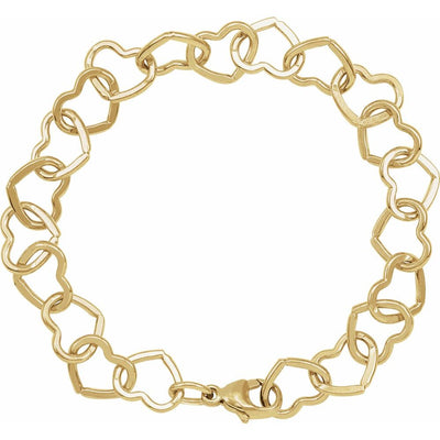 14K Yellow Gold-Filled 9 mm Heart 7" Chain Bracelet