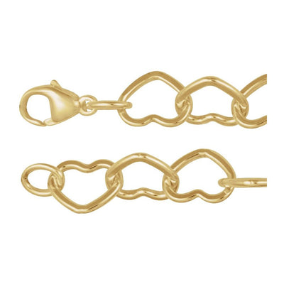 14K Yellow Gold-Filled 9 mm Heart 7" Chain Bracelet