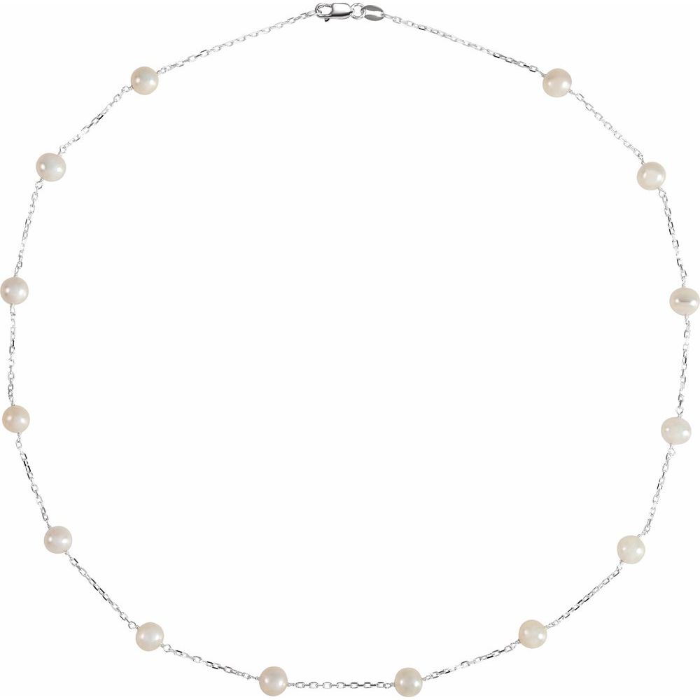 Sterling Silver Cultured White Freshwater Pearl Necklace