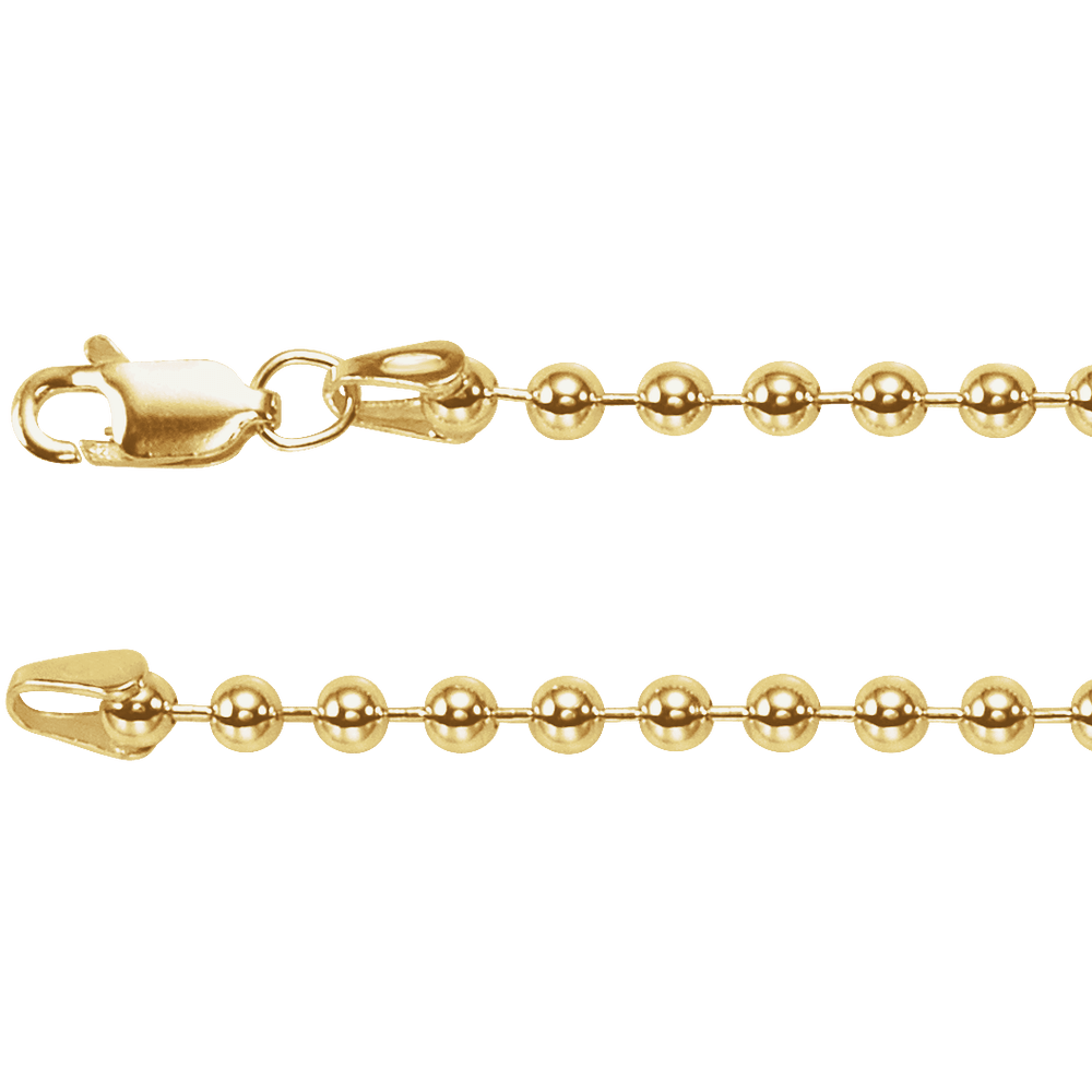 14K Yellow Gold-Filled 3 mm Hollow Bead 7" Chain