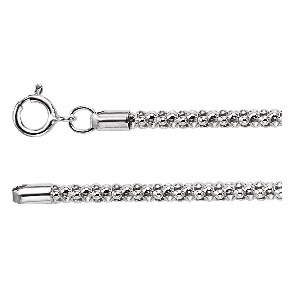 Sterling Silver 2.75 mm Popcorn 7" Chain