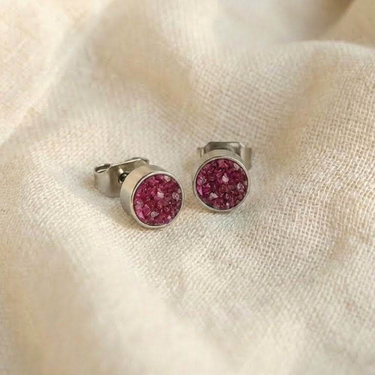 Round Ruby Glowstone Earrings