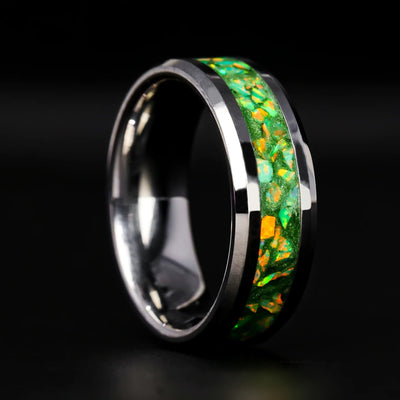 Citrus Green Opal Glowstone Ring on Tungsten - Patrick Adair Designs