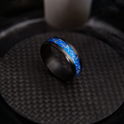 The Hyper Glowstone Ring | Carbon Fiber with Bugatti Wheel Shavings | Classic Edition - Patrick Adair Designs