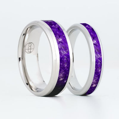 Matching Amethyst Glowstone Wedding Ring Set