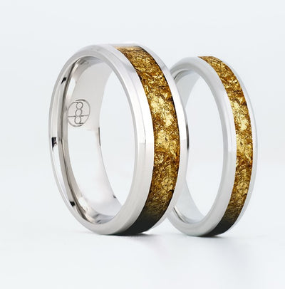 Matching 24K Gold Leaf Glowstone Wedding Ring Set