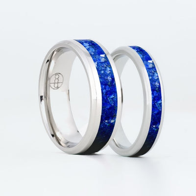 Matching Lapis Lazuli Glowstone Wedding Ring Set