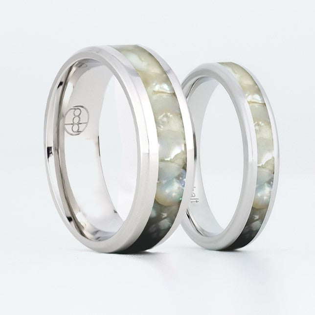 Matching Pearl Glowstone Wedding Ring Set