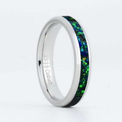 Black Emerald Opal Glowstone Stackable Ring