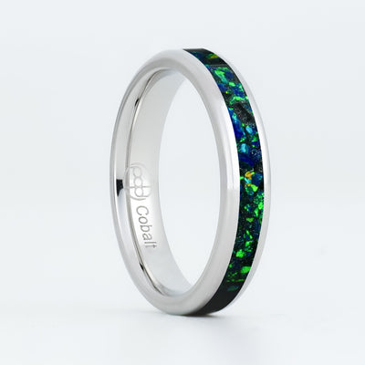 Matching Black Emerald Opal Glowstone Wedding Ring Set