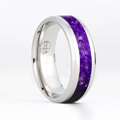 Matching Amethyst Glowstone Wedding Ring Set