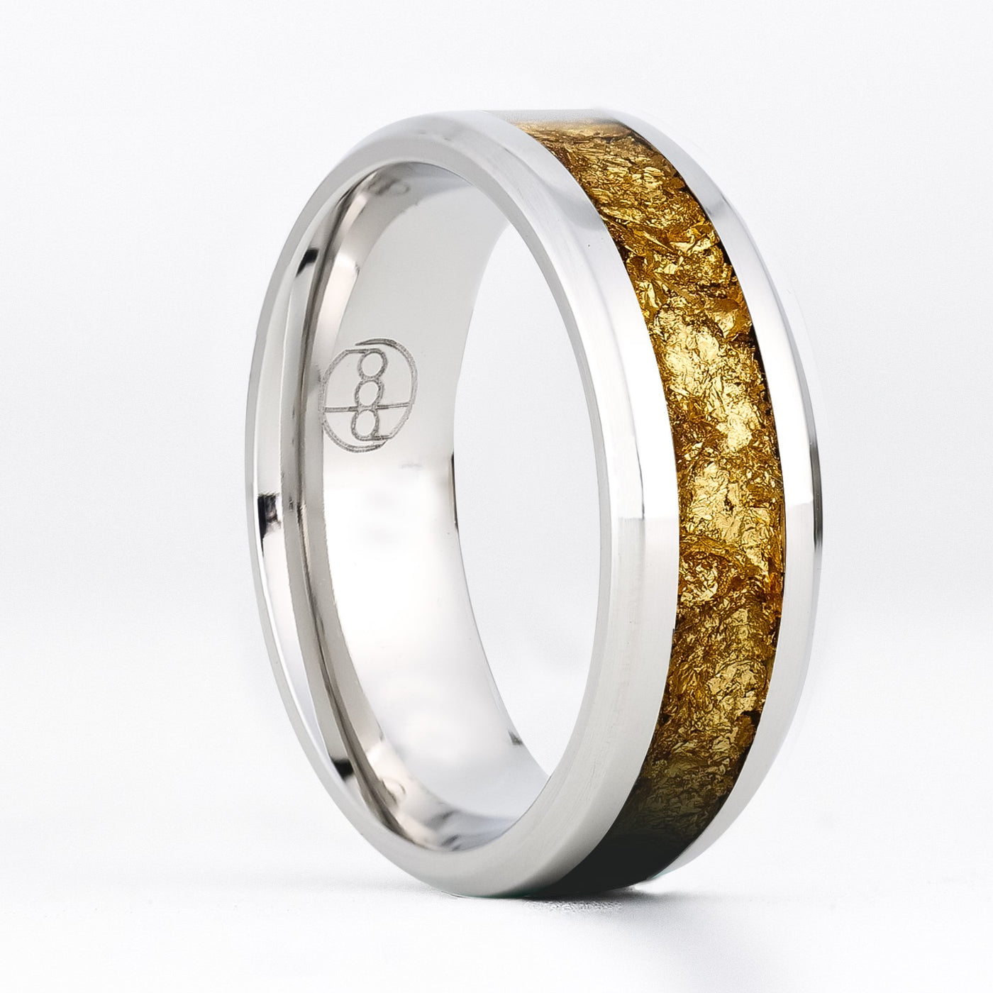 Matching 24K Gold Leaf Glowstone Wedding Ring Set