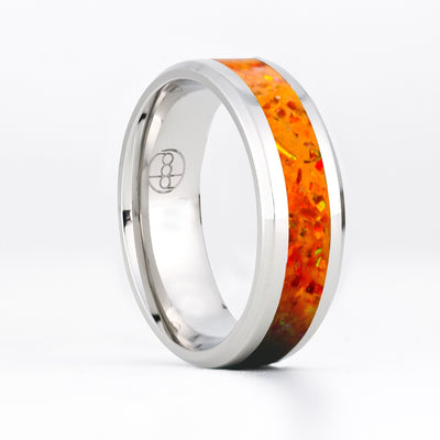 Matching Orange Fire Opal Glowstone Wedding Ring Set