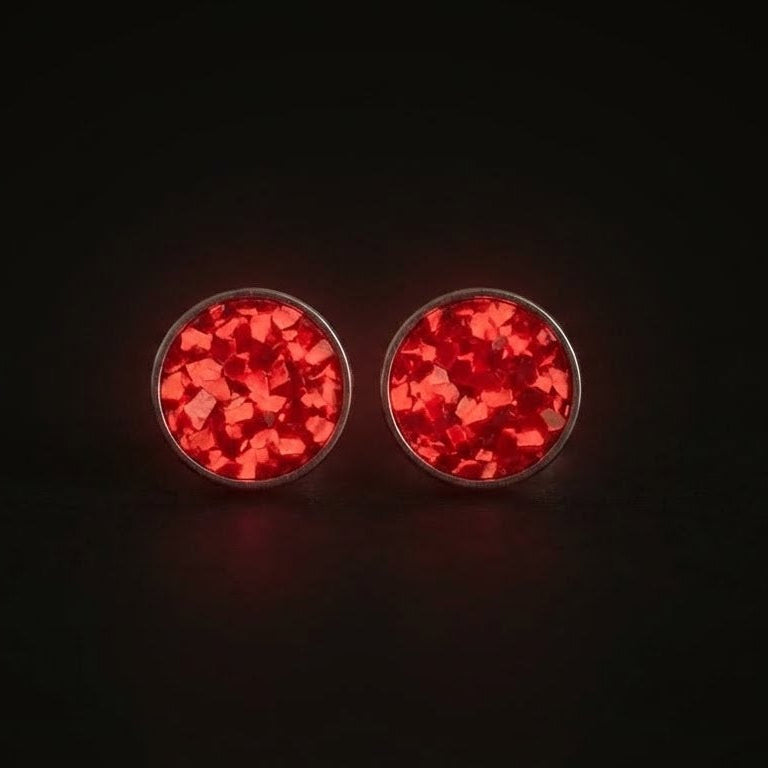 Round Crimson Red Opal Glowstone Earrings