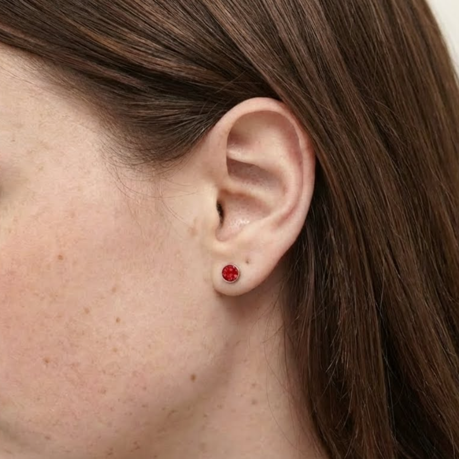 Round Crimson Red Opal Glowstone Earrings