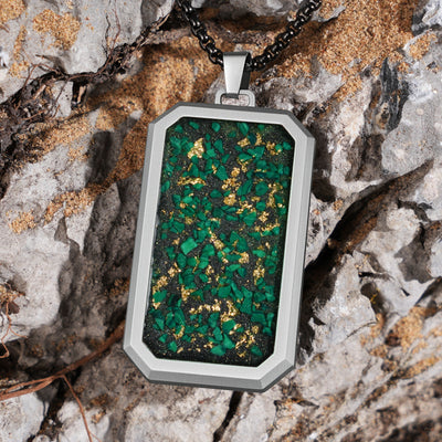 Malachite and Gold Leaf Glowstone Pendant - Patrick Adair Designs