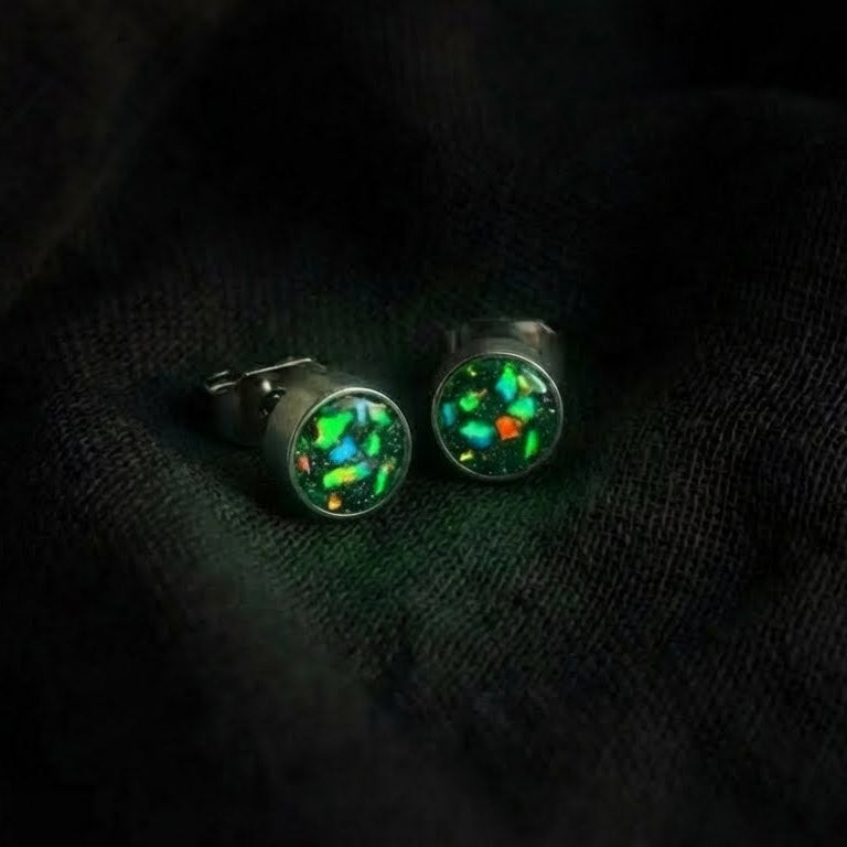 Round Dragon Scale Opal Glowstone Earrings