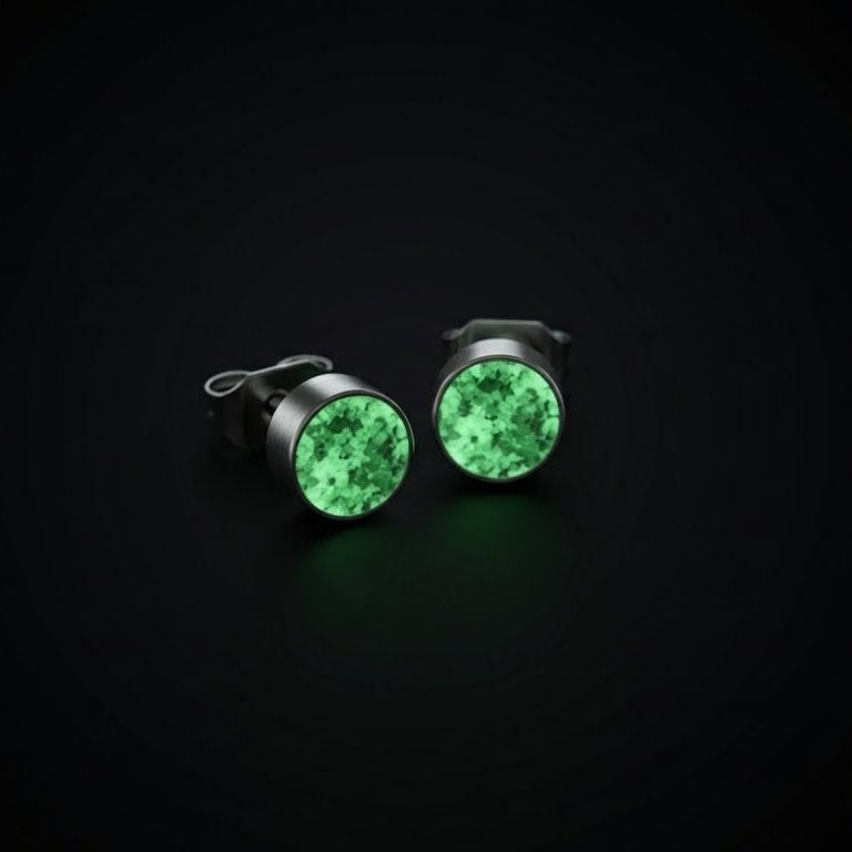 Round Emerald Glowstone Earrings