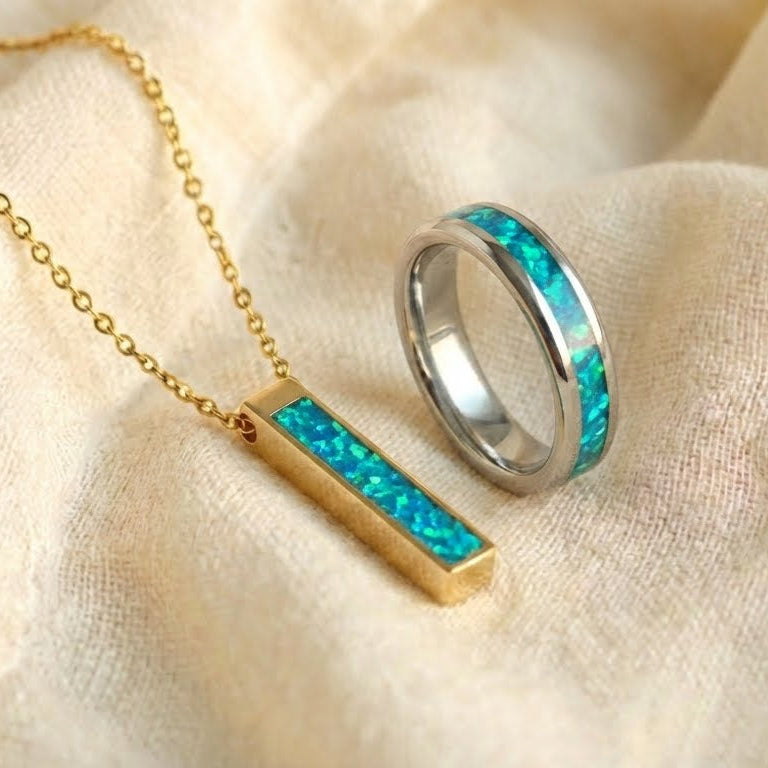 Women's Glowstone Ring and Necklace Set