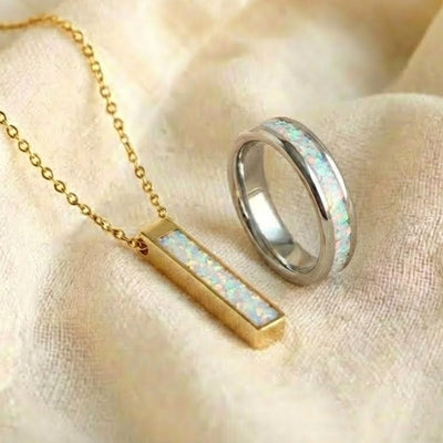 Women's Glowstone Ring and Necklace Set
