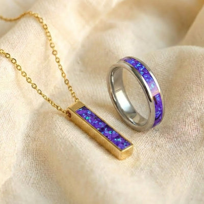 Women's Glowstone Ring and Necklace Set