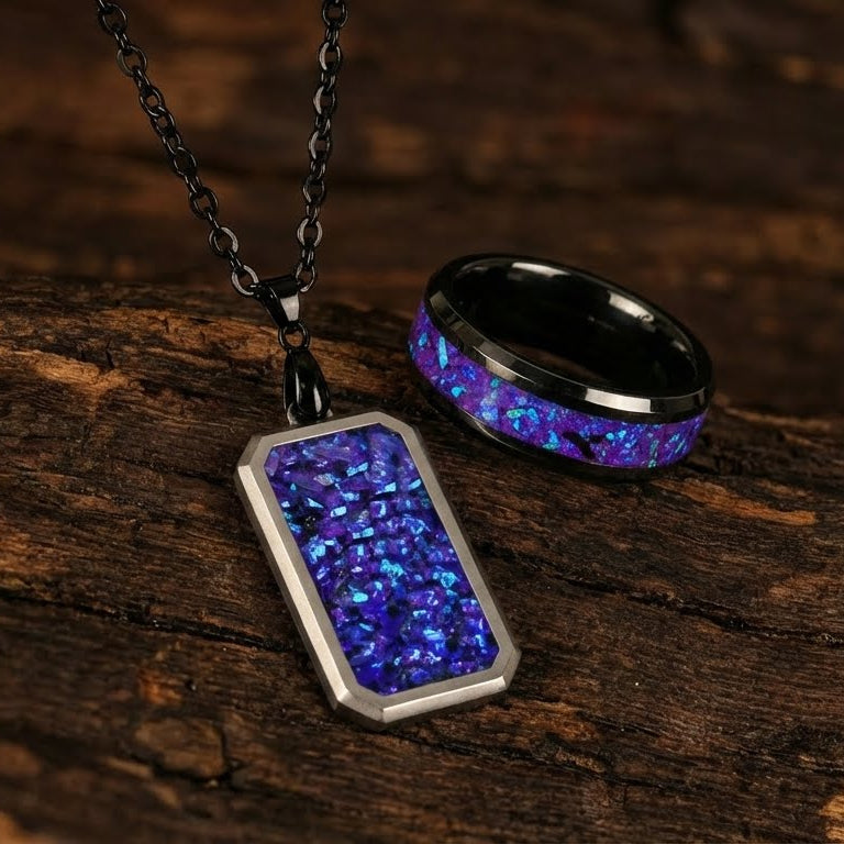 Lavender Opal Glowstone Ring and Pendant Bundle