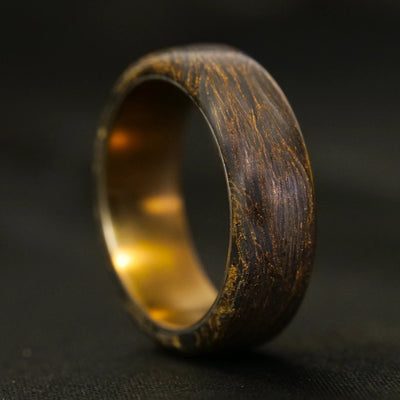 Gold Burl Carbon Fiber Ring with Bronze Titanium Liner - Patrick Adair Designs