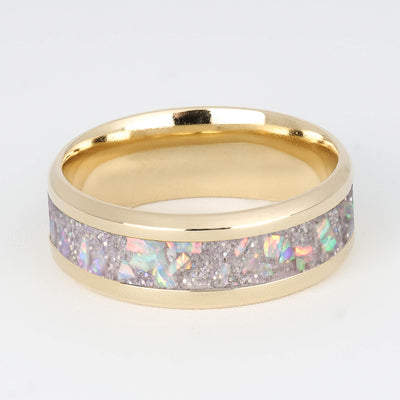 Solid Gold Radiant Pearl Opal Glowstone Ring