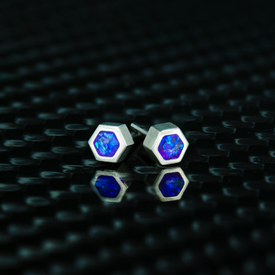 Hexagon Lavender Opal Glowstone Earrings