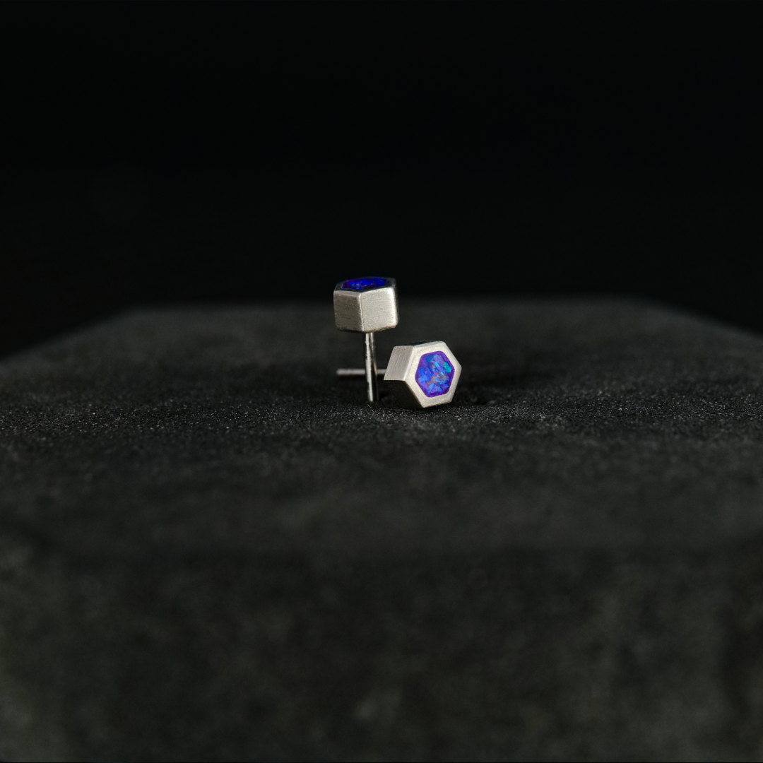 Hexagon Lavender Opal Glowstone Earrings